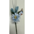 Mini Bird with Flower Blue 5"