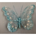Butterflies with Clip Glitter Blue 4" (12)