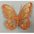 Butterflies with Clip Glitter Copper 4" (12)