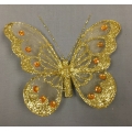 Butterflies with Clip Glitter Gold 4" (12)
