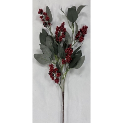 Berry Spray with Leaves Red 26"