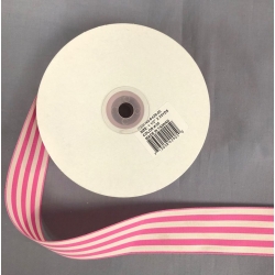 Stripe Ribbon Pink/Ivory 1.5" 25Y.