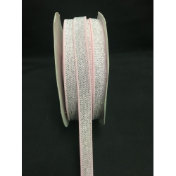 Metallic Elastic Pink/Silver 1/2" 25Y.