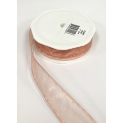 Sheer Wired Edge Pink 1" 10y