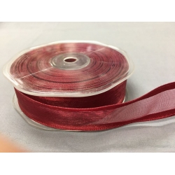 Organza with Wired Satin Edge Burgundy 1" 25y