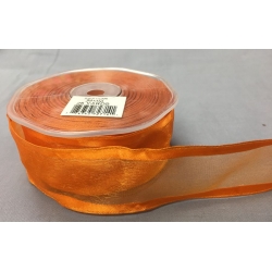 Organza with Wired Satin Edge Orange 1.5" 25y