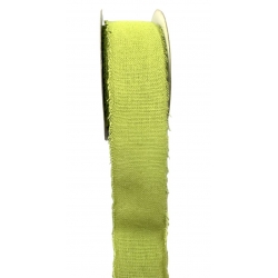 Cotton Ribbon Green Fringed Edge 1.5" 10y