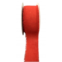 Cotton Ribbon Red Fringed Edge 1.5" 10y