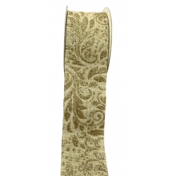 Xmas Ribbon Khaki/Gold 1.5" 10y